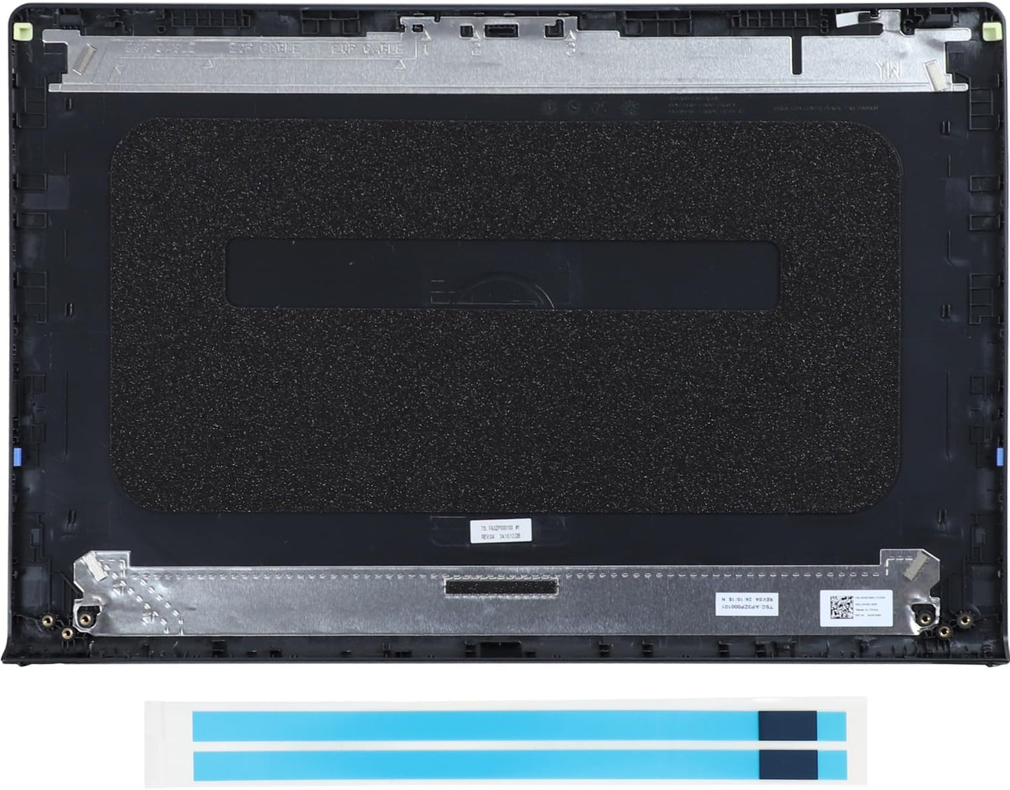 LCD Back Cover Top Case Lid with Front Bezel Frame with Hinges and Shaft Cover Replacement for DELL Inspiron 15 3510 3511 3515 3520 3525 Laptop, 00WPN8 09WC73 0681GY 0VW3NO with Two Adhesive Strips