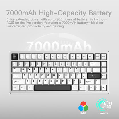 KEEBMONKEY WOBKEY Rainy 75 CNC Aluminum HMX/JWK/Cocoa Switches Triple-Mode Connectivity Mechanical Keyboard with Superior Acoustics, RGB/FR4/Silver SUS304/7000mAh/Cocoa Switch (Pro - Silver)