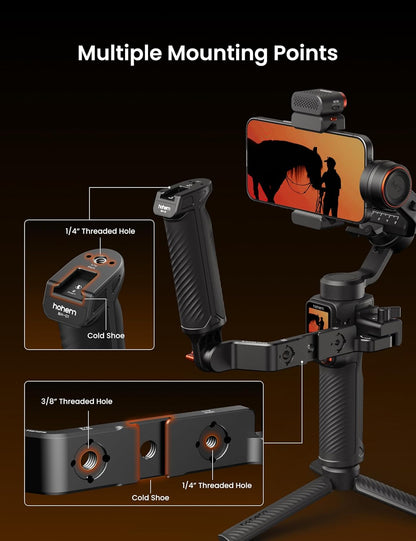 hohem Adjustable Sling Handgrip Gimbal Sling Handle for iSteady M7/iSteady M6/iSteady MT2, Ergonomic Grip for Low Angle Shots, L-Shaped Lever, BH-01