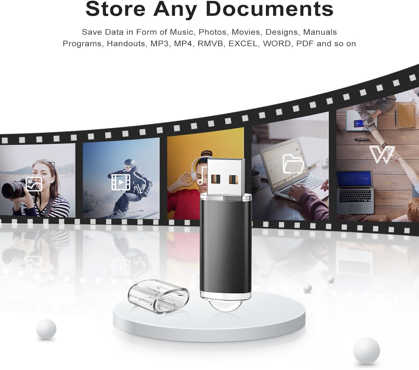 TOPESEL USB Flash Drive 5 Pack 64GB USB 2.0 Flash Drive Memory Stick USB Drive Jump Drive USB Storage Flash Drives Pen Drive Thumb Drives (5 Mixed Colors: Black Blue Green Red Silver)