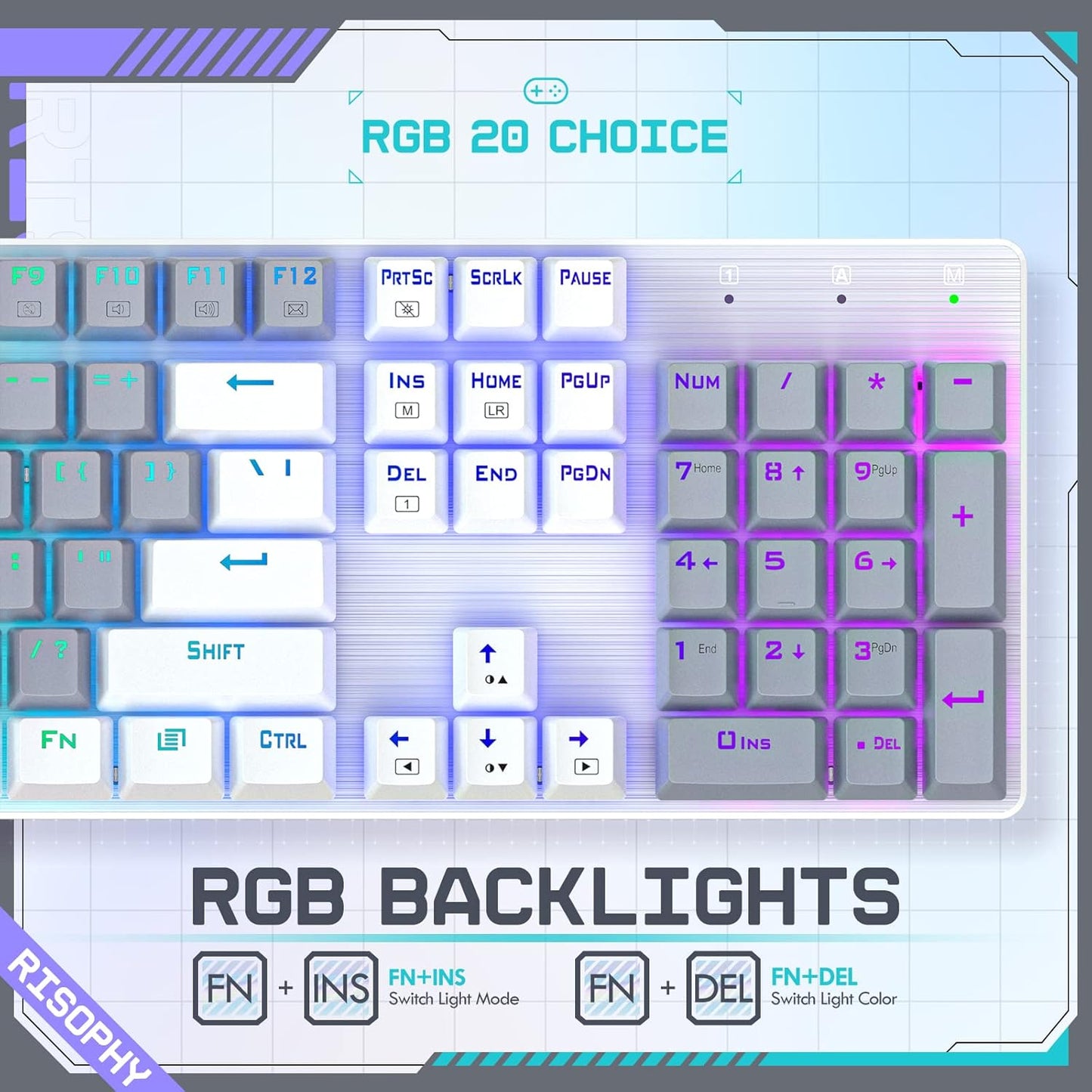 Wireless Mechanical Keyboard, Triple Mode 2.4G/USB-C/Bluetooth Gaming Keyboard, 104 Keys Programmable, Customize RGB Backlit, Red Switch, Bicolor PBT Keycaps, Rechargeable Wired for Laptop PC