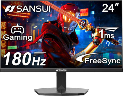 SANSUI 24 Inch Gaming Monitor 180Hz, DP 1.4 & HDMI 2.0 Ports High Refresh Rate Computer Monitor, Racing FPS RTS Modes, 1ms Response Time 110% sRGB (ES-G24F4, HDMI Cable Included)