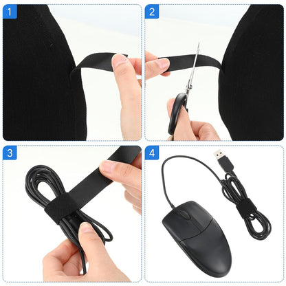 WILLBOND 3/4 Inch x 300ft Fastening Tape Cable Ties Reusable Fastening Nylon Tape Double Side Hook Roll Hook and Loop Straps Wires Cords Management Wire Organizer Straps (Black)