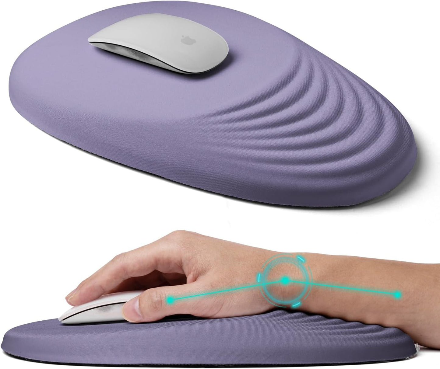 Ergonomic Mouse Pad with Wrist Rest Support,Mousepad Relief Carpal Tunnel Pain, Entire Memory Foam Mouse Pad with Non-Slip PU Base, Wireless Mouse Pad, Purple