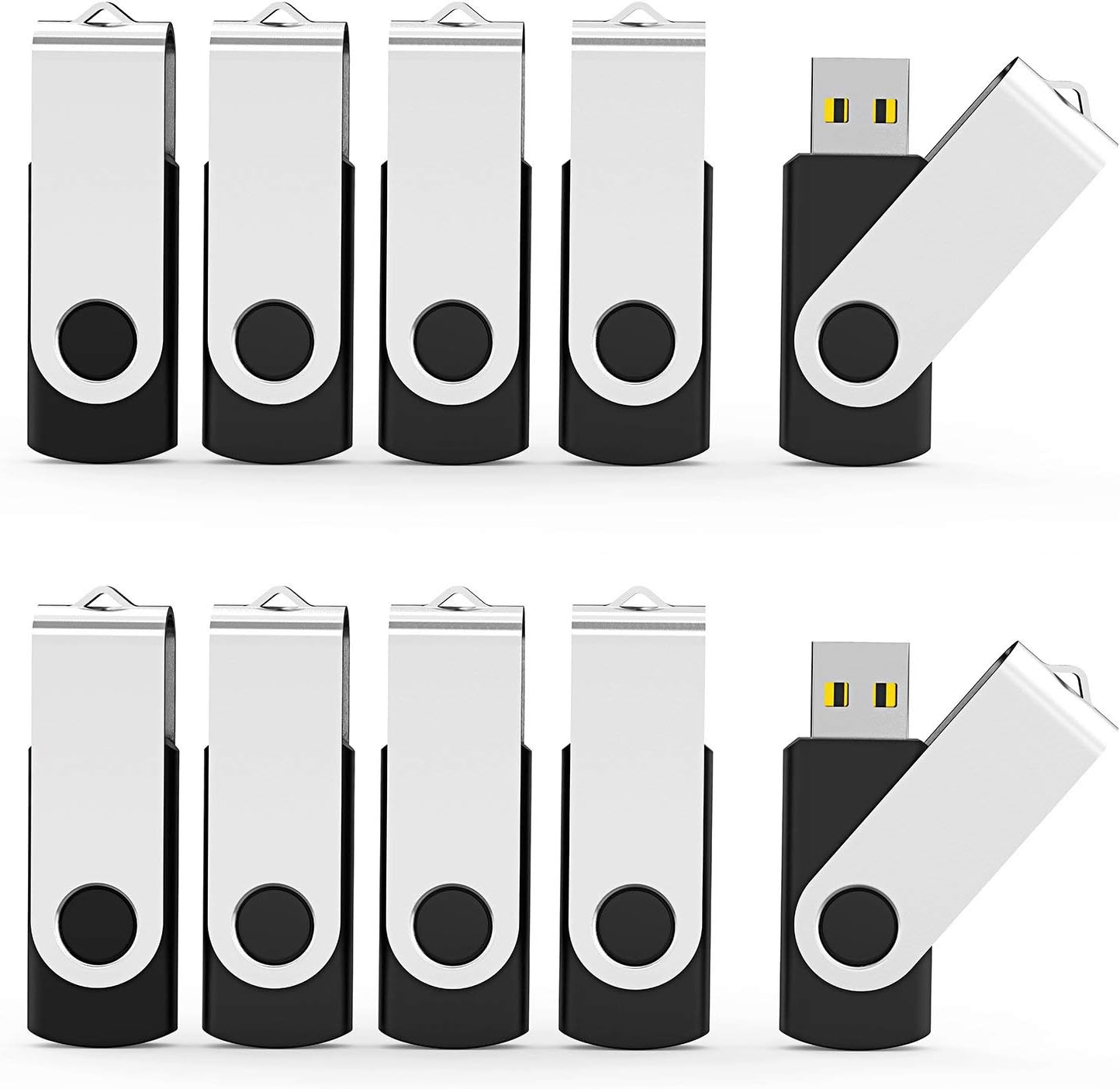 Flash Drives 32GB, Aiibe 20 Pack 32 GB Flash Drive Bulk USB Flash Drives 32GB USB 2.0 Thumb Drive Swivel Memory Stick USB Drive (32GB, Black)