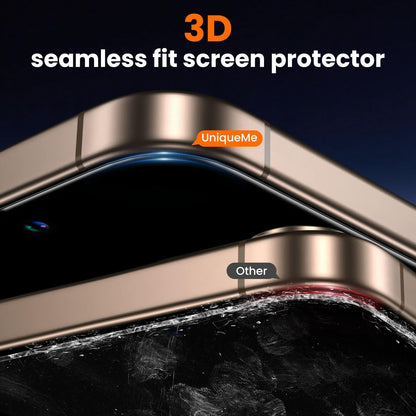 UniqueMe for iPhone 16 Pro Privacy Screen Protector - [Military Grade Shatterproof & 9H+ Hardness] Screen Protector 16 Pro Tempered Glass Full Coverage Protection, Easy to install, 2 Packs