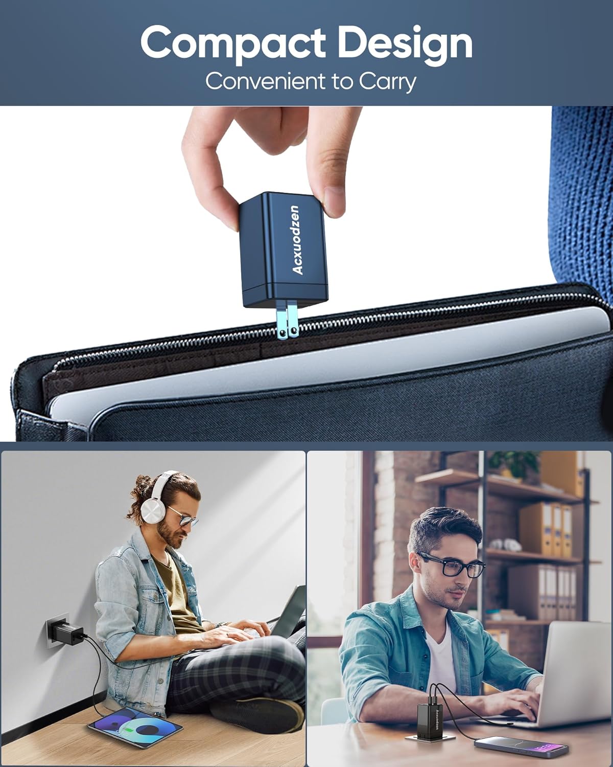 [2 Pack] USB C Charger Block 160W, 3-Port GaN Super Fast Charger, Dual 65W Type C Charging Block, Foldable QC3.0 Laptop Fast Charging Adapter for MacBook, iPhone, Samsung, Galaxy, iPad, Android, Black