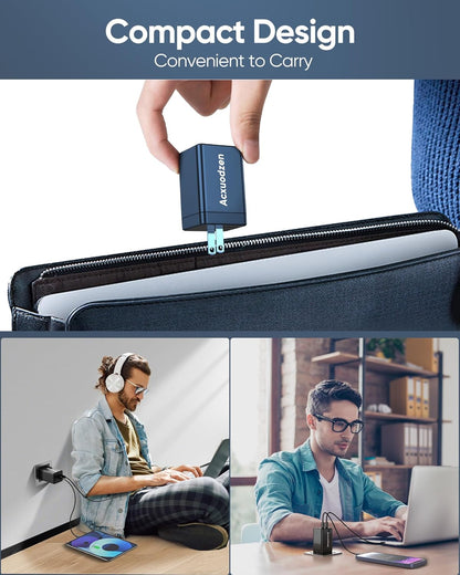 [2 Pack] USB C Charger Block 160W, 3-Port GaN Super Fast Charger, Dual 65W Type C Charging Block, Foldable QC3.0 Laptop Fast Charging Adapter for MacBook, iPhone, Samsung, Galaxy, iPad, Android, Black