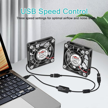 2 Packs Wathai 60mm x 10mm USB Computer Fan 5V with Speed Control DC Brushless Cooling Fans for Charger PC Case Router Raspberry Pi Radiator Cooler Ventilation