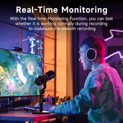 EJoy D10 PRO(D) Combo Dual-Channel Wireless USB Gaming Microphone – RGB Dynamic Mic with Wired/Wireless Modes, XLR/USB-C, Real-Time Monitoring, Studio Mic for Gaming, Streaming, Podcast, Recording