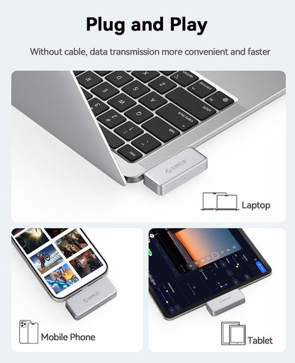 ORICO FlashPod 2TB Portable SSD Up to 2000MB/s, Direct Plug Design, High-Speed External SSD with USB 3.2 Gen2x2 20Gbps Interface, Reliable Storage for iPhone 16 Series, Tablets, Laptops - S20