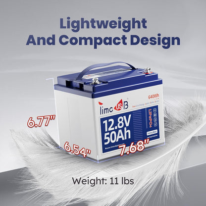 12V 50Ah Trolling Motor LiFePO4 Lithium Battery with Low-Temp Protection, 15000 Deep Cycle, Max. 60A Current at 30mins, 12V Battery for 20~70lb Boat Motor, Fish Finder, Instrument Panel etc.