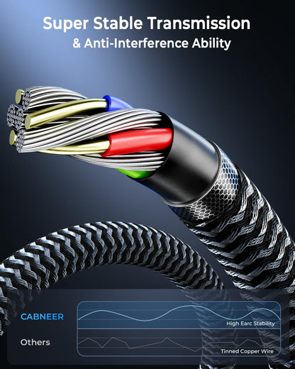 8K HDMI Cable 3 ft, 48Gbps High Speed HDMI 2.1 Cable, Braided HDMI Cable 2.1 8K 60Hz 4K 120Hz Support for HDR eARC HDCP 2.2/2.3, HDMI Cord Compatible with HDTV, Laptop, Monitor, PC