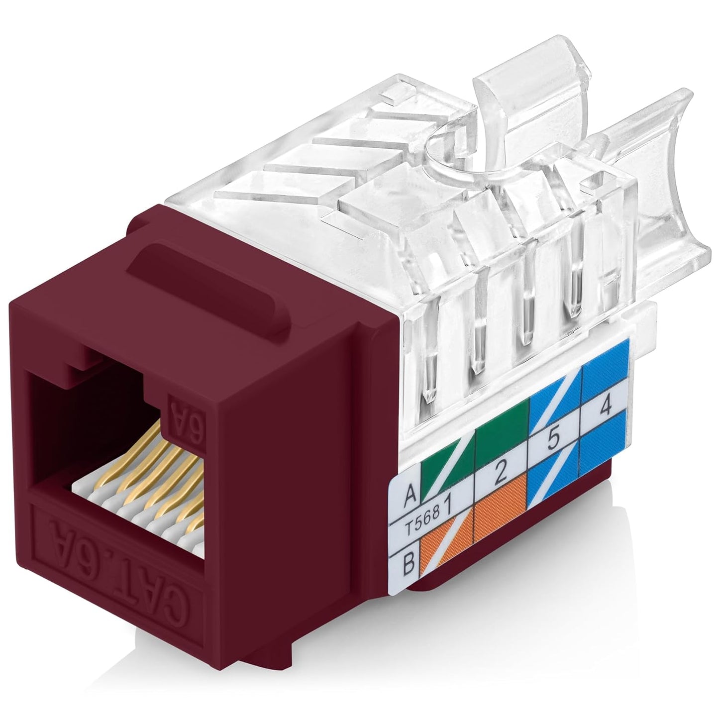 Everest 45° Angled RJ45 Cat6A Keystone Jacks 50-Pack in Red - Slim Profile Female RJ45 Connectors - Cat 6A Keystone Jack - Compatible with 45° Angled Speed Termination Tool - 45Term (B0BL3GS7ZY)