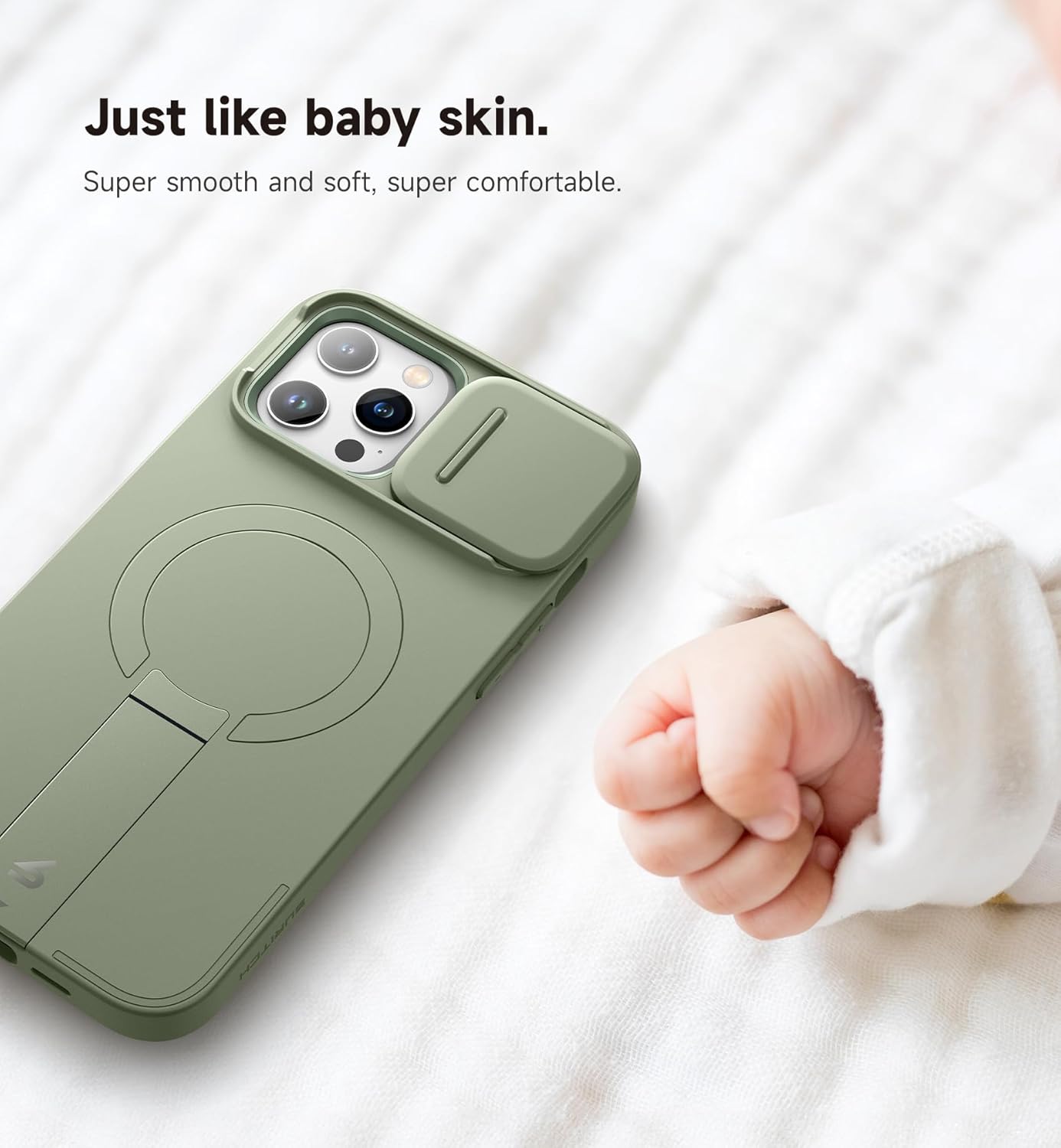 SURITCH for iPhone 13 Pro Max/12 Pro Max Case with Magnetic Camera Slide Cover and Adjustable Kickstand, Compatible with MagSafe, Shockproof Bumper Case Slim Protective Cover 6.7 Inch, Green