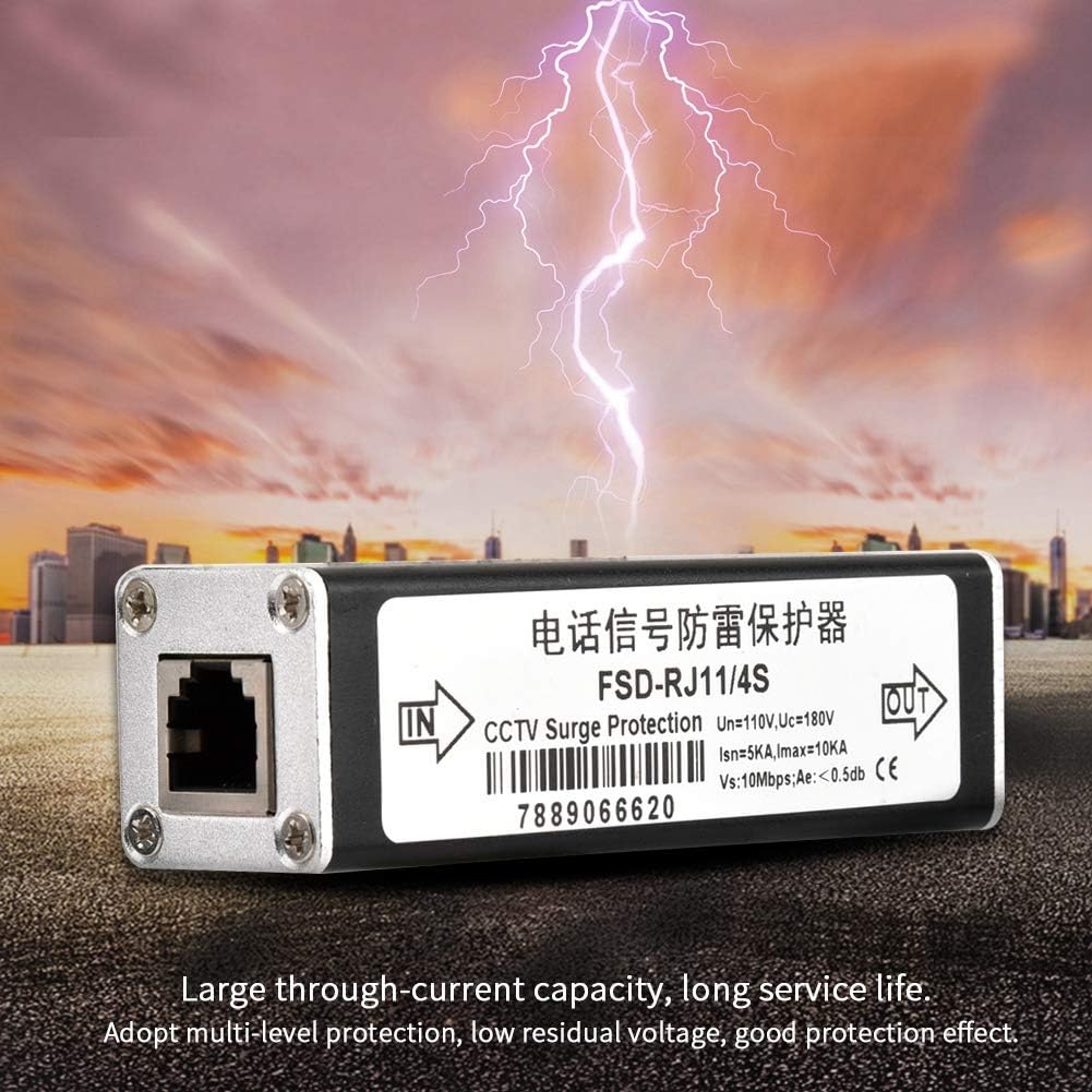 RJ11 Telephone Fax Protector, Lighting Thunder Arrester Device, Audio Telephone Protector Data Single Protector 110V