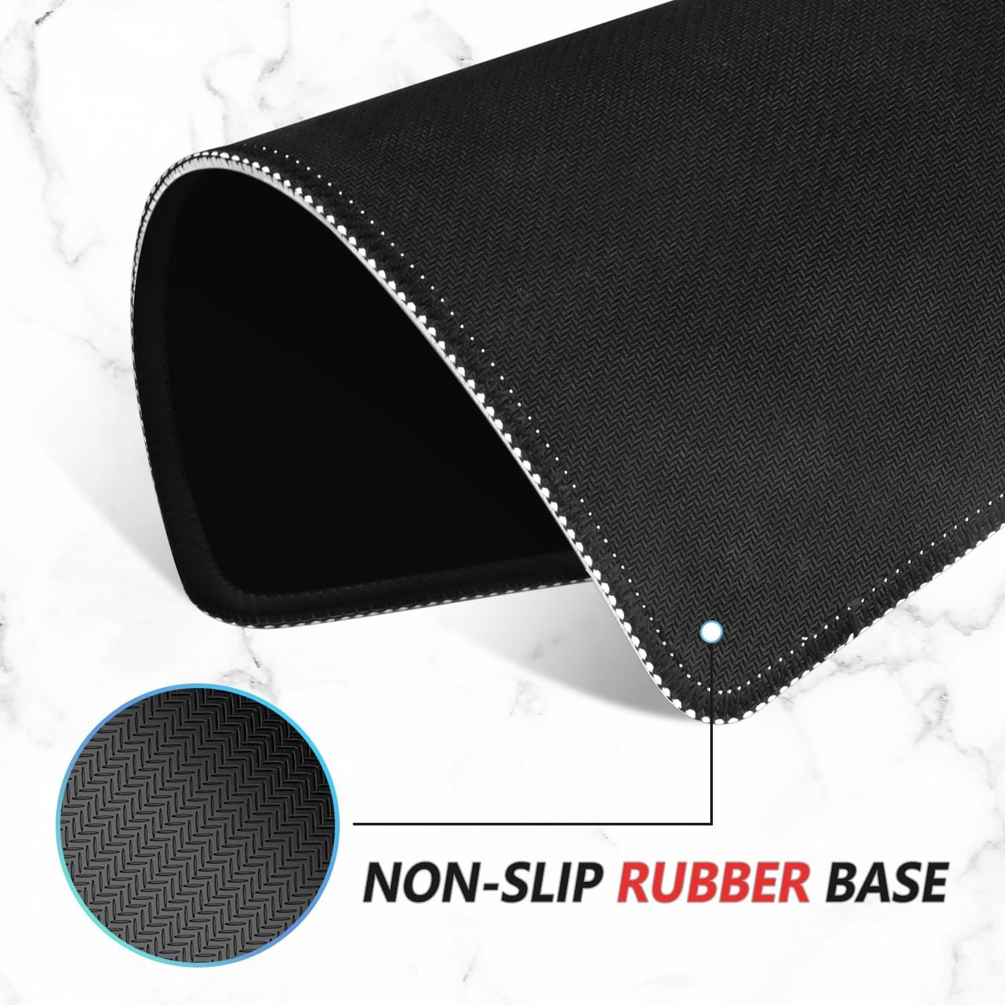 ITNRSIIET Mouse Pad Non-Slip Rubber Base Smooth Surface Stitched Edges Waterproof Durable Compatible with All Mice for Office & Gaming, Desk Accessory, 10.2x8.3x0.12 inch, JetBlack Solid