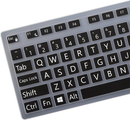 Large Print Keyboard Cover for Dell KM636 KB216 KB216t KB216d KB216p Wired & Wireless Keyboard, Dell Optiplex 5250 3050 3240 5460 7450 7050, Dell Inspiron Desktop 24" 27" 5400 5490 7790 3475 3670