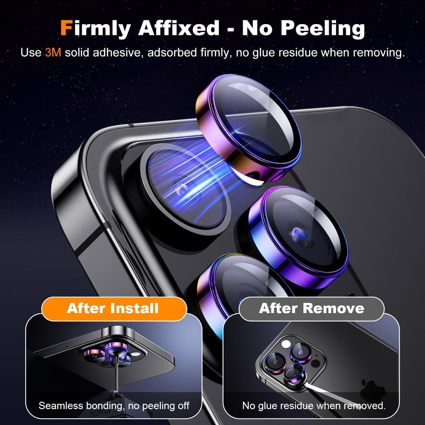 Hoerrye [3+1] for phone 15 Pro Max/phone 15 Pro Camera Lens Protector, [Keep Lens Original Design] [Truly Shatterproof] 9H Tempered Glass Camera Cover Screen Protector Accessories,Colorful 2 Pack