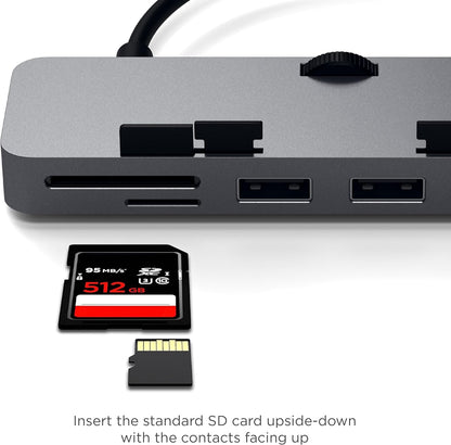 Satechi Aluminum Type-C Clamp Hub Pro with USB-C Data Port, USB-A 3.0 Data, Micro/SD Card Reader - Compatible with 2020/2019/2017 iMac & iMac Pro, Does Not Fit 2021 iMac (Space Gray)