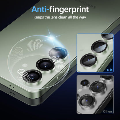 X-it Camera Lens Protector for Samsung S25, 9H Tempered Glass, Independent Metal Aluminum Edge Original Protection Design, Suitable for Phone Case, Anti-scratch, Anti-reflective,Mint