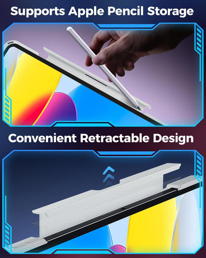 TSQQST Clear Wireless Keyboard Case for iPad (A16) 11th Generation 11-inch 2025/ iPad 10th Generation 10.9-inch 2022 with Pencil Holder & Multi-Touch Trackpad, 7-Color Backlight, 360 Rotatable, White