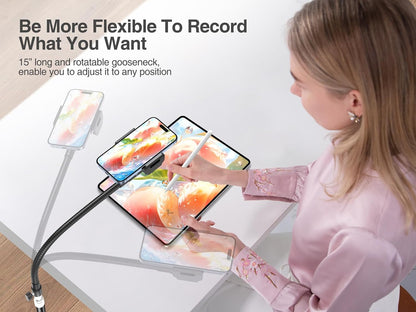 elitehood 80” Tall Phone Stand Tripod, Floor Phone Recording Stand, Heavy Duty Adjustable iPhone Tripod Stand Compatible with iPhone 15 14 13 12