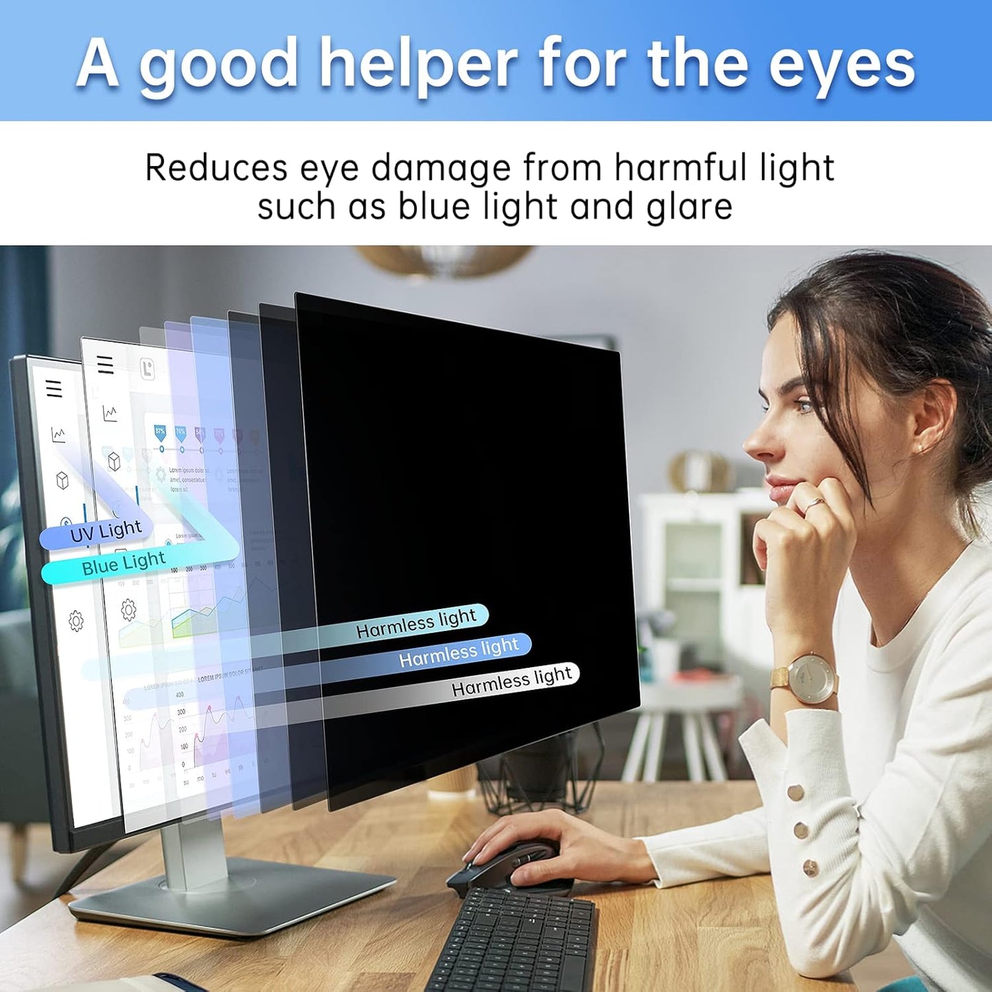 Privacy Screen Filter for 27 inch Widescreen Monitors-Privacy Screen for Computer Monitor-Computer Privacy Screen(16:9 23.5”x13.23”)