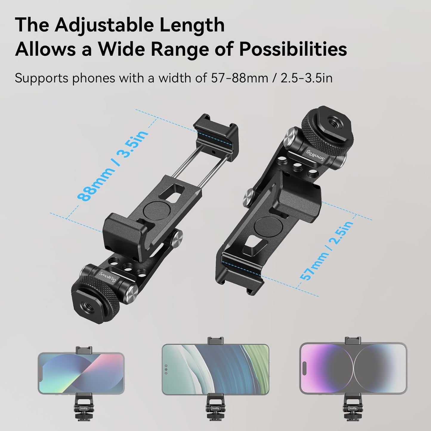 SmallRig Phone Support for DJI Stabilizers, Adjustment Phone Mount Adapter with 1/4"-20 Threaded Hole, Cold Shoe for DJI RS 4 Mini/RS 4 Pro/RS 3 /RS 3 Pro/RS 3 Mini/RS 2 / RS C2 / R S/R SC - 4301