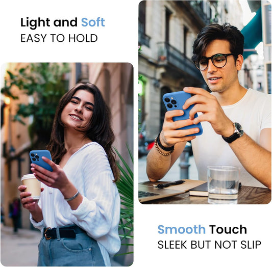 FireNova Designed for iPhone 15 Pro Max Case, Silicone Upgraded [Camera Protection] Phone Case with [2 Screen Protectors], Soft Anti-Scratch Microfiber Lining Inside, 6.7 inch, Blue