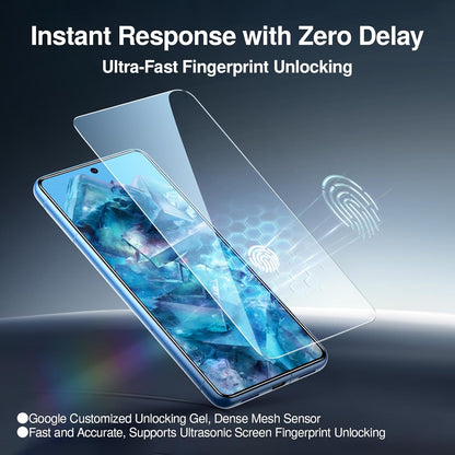 SMARTDEVIL [3+3 Pack for Google Pixel 8A Screen Protector with Camera Lens Protector, Finger Print Reader Compatible, Fast & Easy Installation, Clear 9H Tempered Glass Film, Alignment Frame