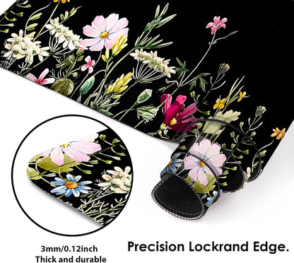 Gaming Mouse Mat Forest Background Pattern XXL XL Large Mouse Mat Long Extended Mouse Pad Desk Mat Non-Slip Rubber Mice Pads Stitched Edges Thin Pad (Floral)