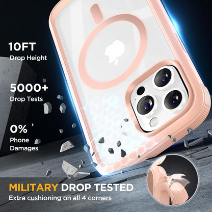 Miracase Magnetic Glass for iPhone 13 Pro Case,Compatible with MagSafe,Full-Body Bumper with Shockproof Military-Grade,Built-in 9H Tempered Glass Screen Protector for iPhone 13 Pro,Pink