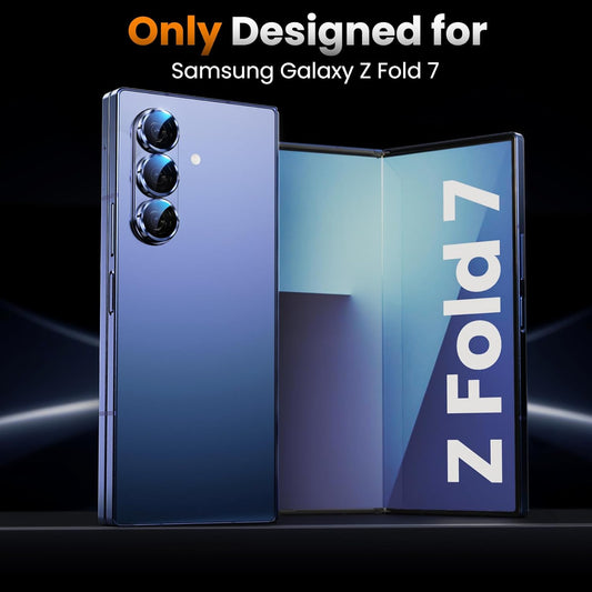 YWXTW for Samsung Galaxy Z Fold 7 Camera Lens Protector, [12X Stronger Adhesion] Individual Anti Scratch Metal Ring Tempered Glass Camera Screen Protector for Z Fold 7 Accessories 2025 (Dark Black)