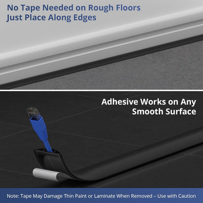 ZhiYo 5.6ft Cord Covers for Wires on Floor, Cord Hider Floor Hide Extension Cords, Soft PVC Cable Cover Cable Protector, Wire Cavity W0.62in H0.31in, Gray