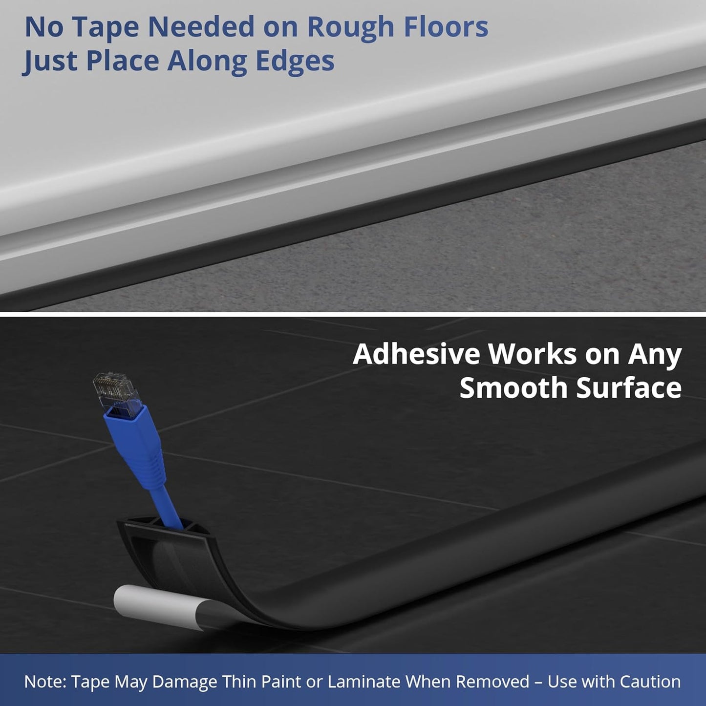 ZhiYo 5.6ft Cord Covers for Wires on Floor, Cord Hider Floor Hide Extension Cords, Soft PVC Cable Cover Cable Protector, Wire Cavity W0.62in H0.31in, Yellow Oak Wood