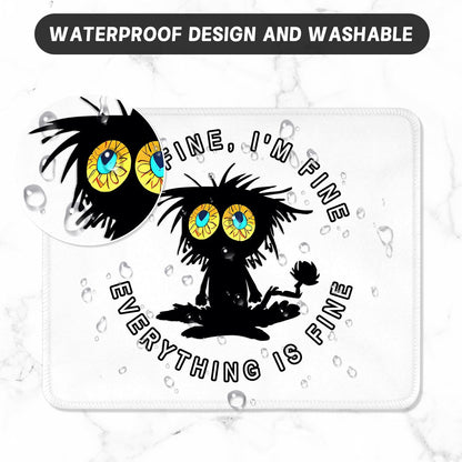 ITNRSIIET Mouse Pad with Stitched Edge Premium Textured Smooth Precise Operation Waterproof Washable Non-Slip Rubber Base Desktop Protection Mat, 10.2×8.3×0.12 inches, Funny Black Cat