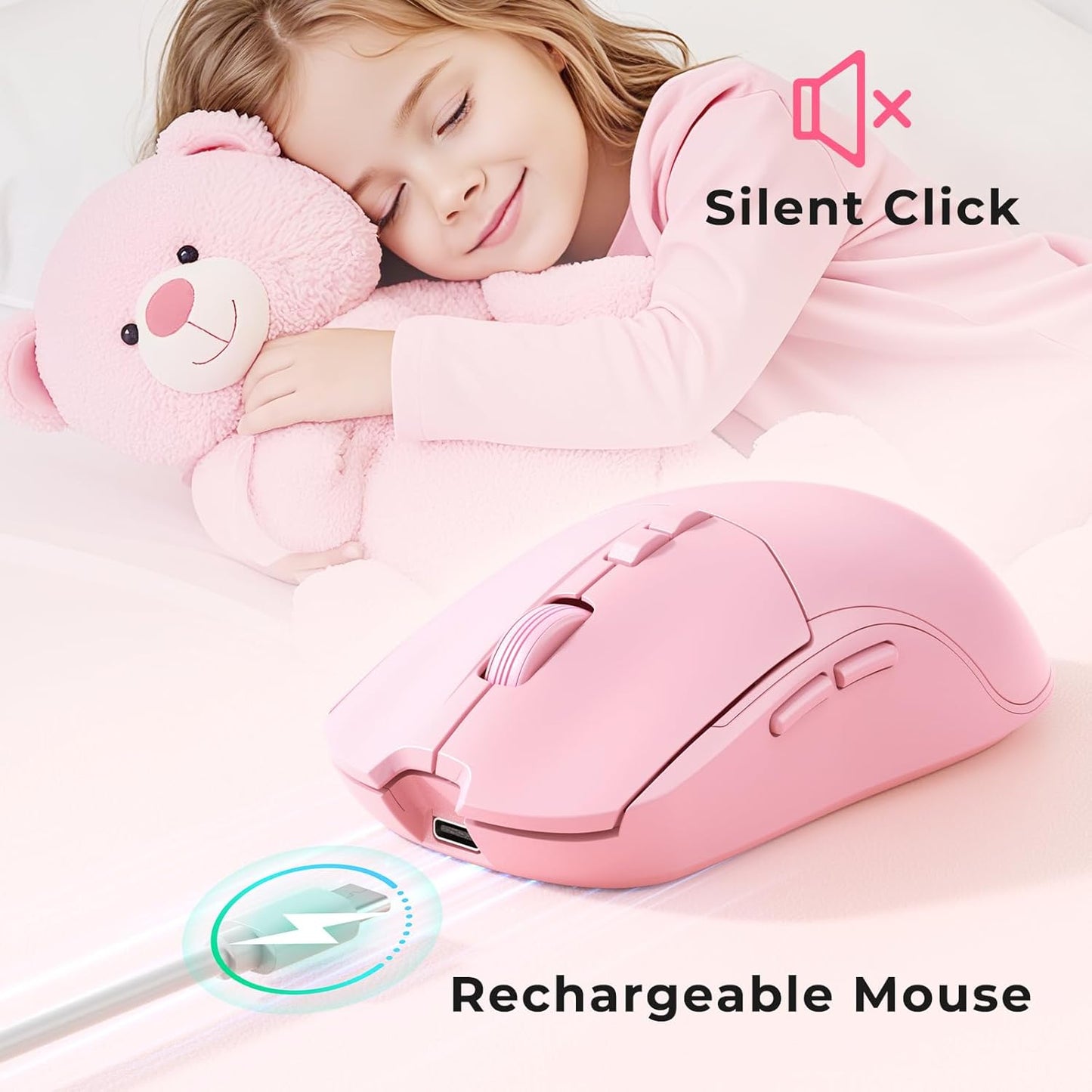 Wireless Keyboard and Mouse Set with Quiet Keys, 2.4G Full Size Ergonomic Keyboard with Wrist Rest, Protective Covers, Soft Touch Silent Design for Windows, Computer, PC and Laptop