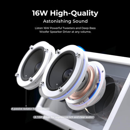 Cassette Portable Bluetooth Speaker, 16W Minimalist Speakers Bluetooth Wireless Loud, HD Powerful Sound and Wide Compatibility V5.3 for Indoor Outdoor - White
