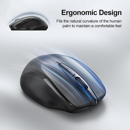 TECKNET Wireless Mouse Rechargeable, 2.4G USB-A Silent Mouse, Quiet Click, 6 Adjustable 4800 DPI, Cordless Computer Mouse, Ergonomic Mouse for Laptop, 6 Buttons Mouse for Chromebook, Ergo Grip