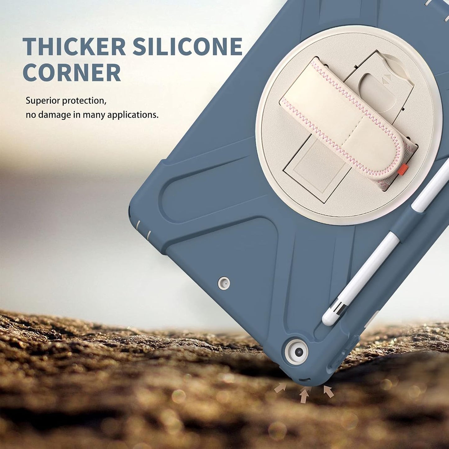 ZenRich Shockproof Case for iPad 9th/8th/7th Generation 10.2 inch 2021/2020/2019, Heavy Duty Rugged Case with Pencil Holder/360° Rotating Kickstand/Handle/Carrying Strap, CronflowerBlue