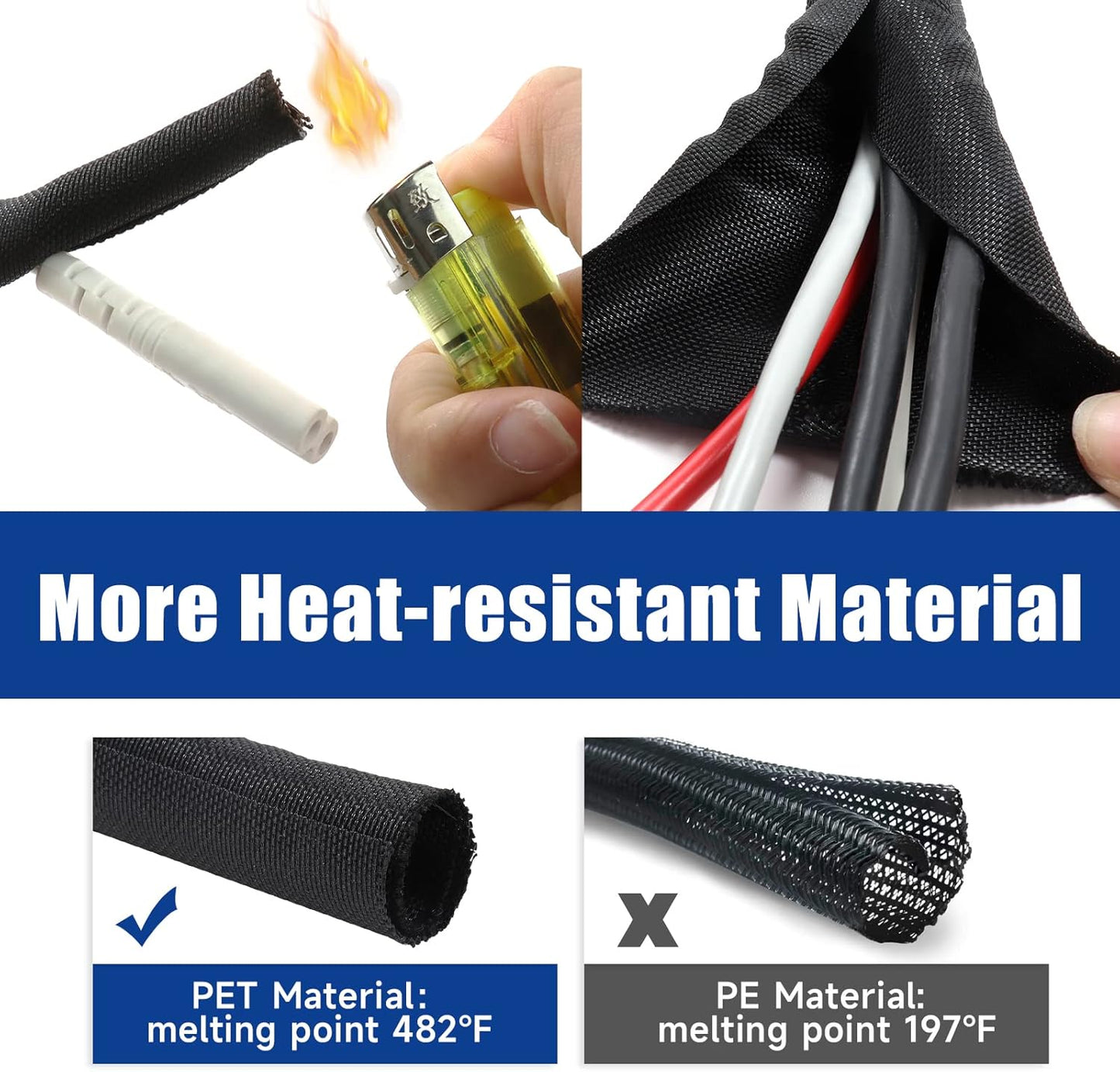 Braided Wire Loom Mesh Woven Flexible Split Sleeving Black Cord Tube for Car/Electronics Cable Wiring Harness Protection Cover (1/2" - 36 Feet)