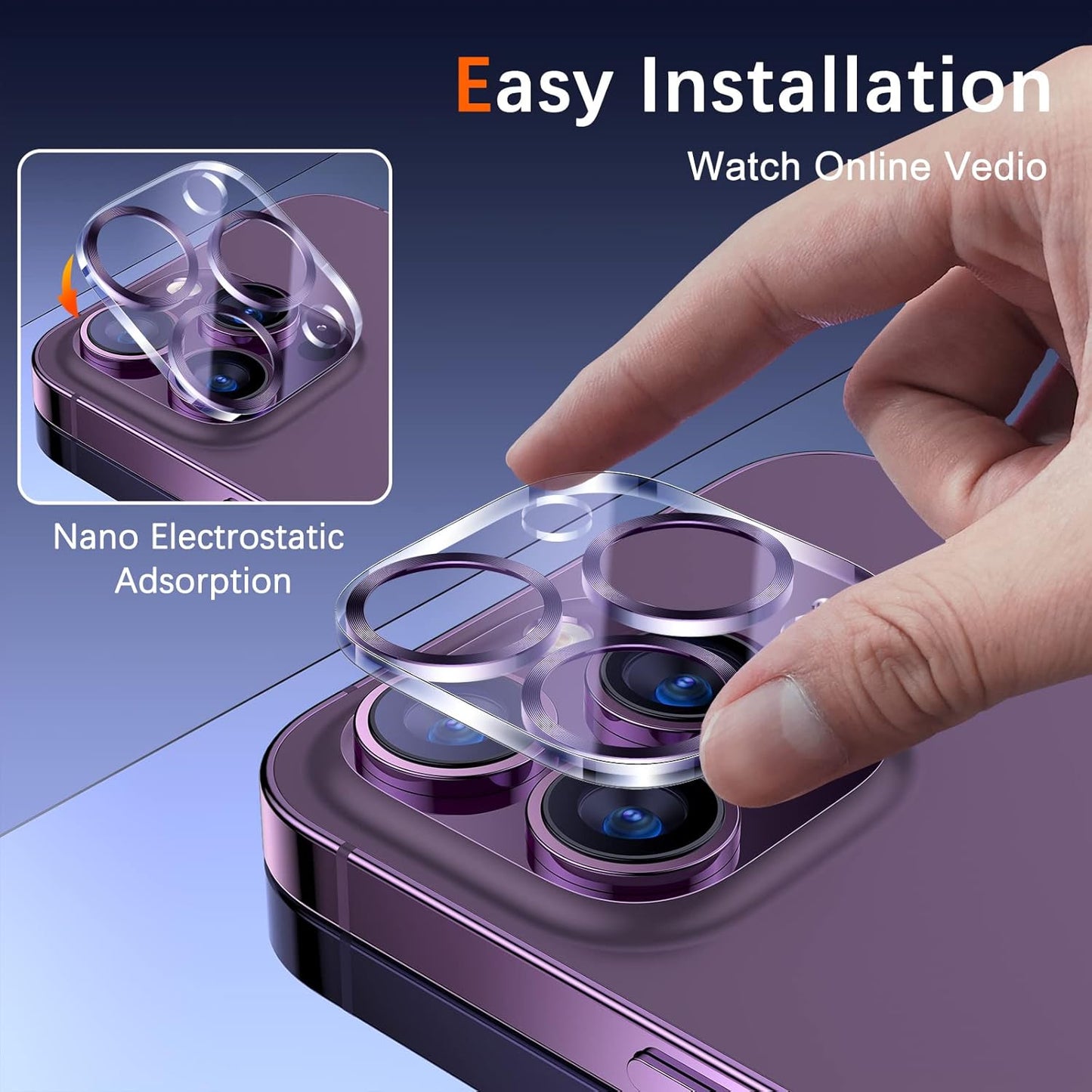 UniqueMe [3 Pack Compatible for iPhone 14 Pro Max/iPhone 14 Pro Camera Lens Protector,[Case Friendly][Scratch-Resistant] - Purple