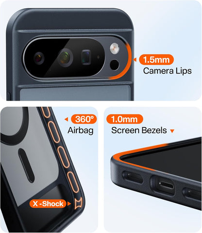 TORRAS Magnetic & Stand for Google Pixel 10 Pro XL Case, Fit for MagSafe, Military Grade Drop Protection, Slim Fit for Google Pixel 10 Pro XL Phone Case with Sturdy Kickstand, Translucent Matte Black