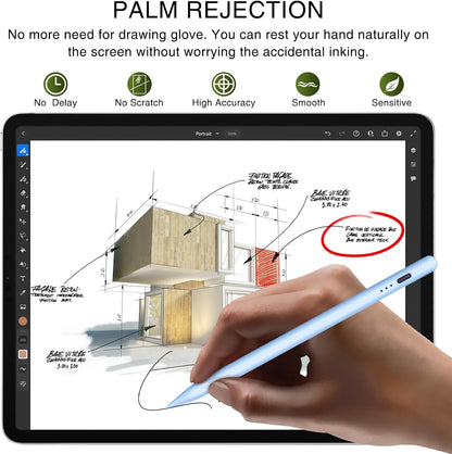 Pen for iPad 2018-2025, HATOKU 15 Mins Fast Charging Pencil 1st Gen with Tilt & Palm Rejection Compatible with iPad Air 3/4/5/M2/M3, iPad mini 5/6, iPad 6/7/8/9/10/11, iPad Pro 11"/12.9"/M4 (Blue)