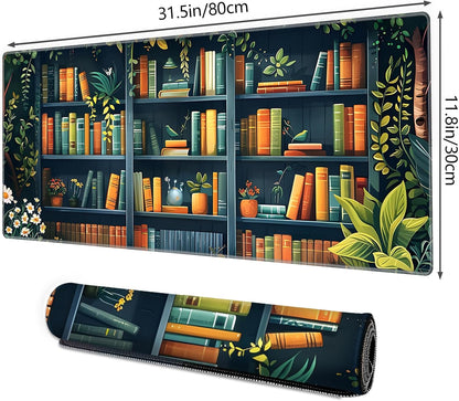 Galdas Gaming Mouse Pad XXL XL Large Long Extended Big Mousepad Non-Slip Rubber Keyboard Mouse Pad with Stitched Edges for Laptop Home Office (31.5x11.8x0.08 Inch) -Books