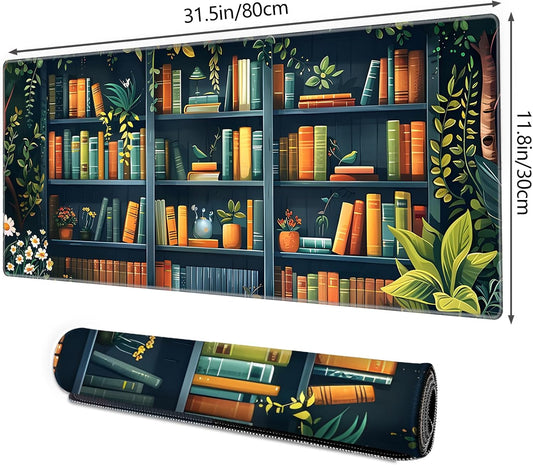 Galdas Gaming Mouse Pad XXL XL Large Long Extended Big Mousepad Non-Slip Rubber Keyboard Mouse Pad with Stitched Edges for Laptop Home Office (31.5x11.8x0.08 Inch) -Books
