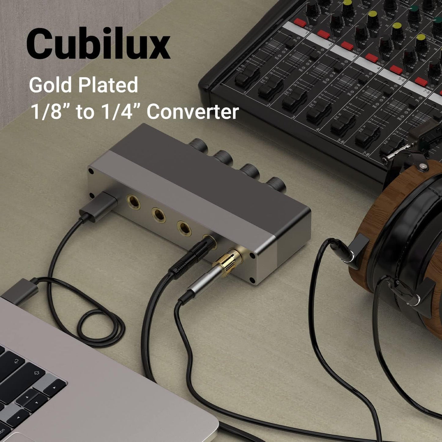 Cubilux 6.35mm to 3.5mm Audio Adapter, Gold Plated 1/4” Male to 1/8” Female TRS Stereo AUX Connector Converter for Guitar Keyboard Digital Piano Studio Monitor Amplifier Mixer Splitter, 6-Pack