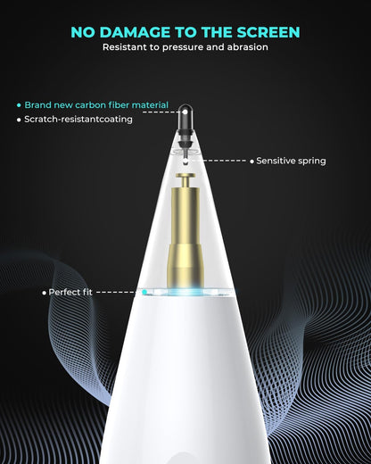 8-Pack Carbon Fiber Replacement Tips for Apple Pencil Pro/2nd/1st Gen/USB-C, Upgraded Nibs for Bare Screen & Tempered Glass with Storage Case - Pink