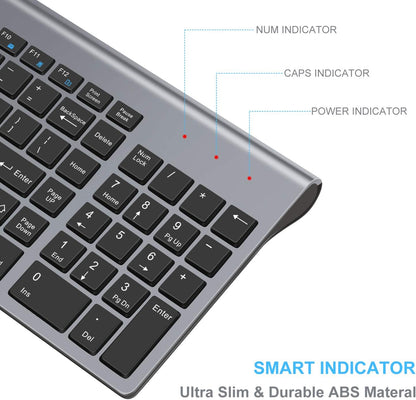 LeadsaiL Wireless Keyboard and Mouse Combo, Wireless USB Mouse and Computer Keyboard Set, Compact and Silent for Windows Laptop, Desktop, PC